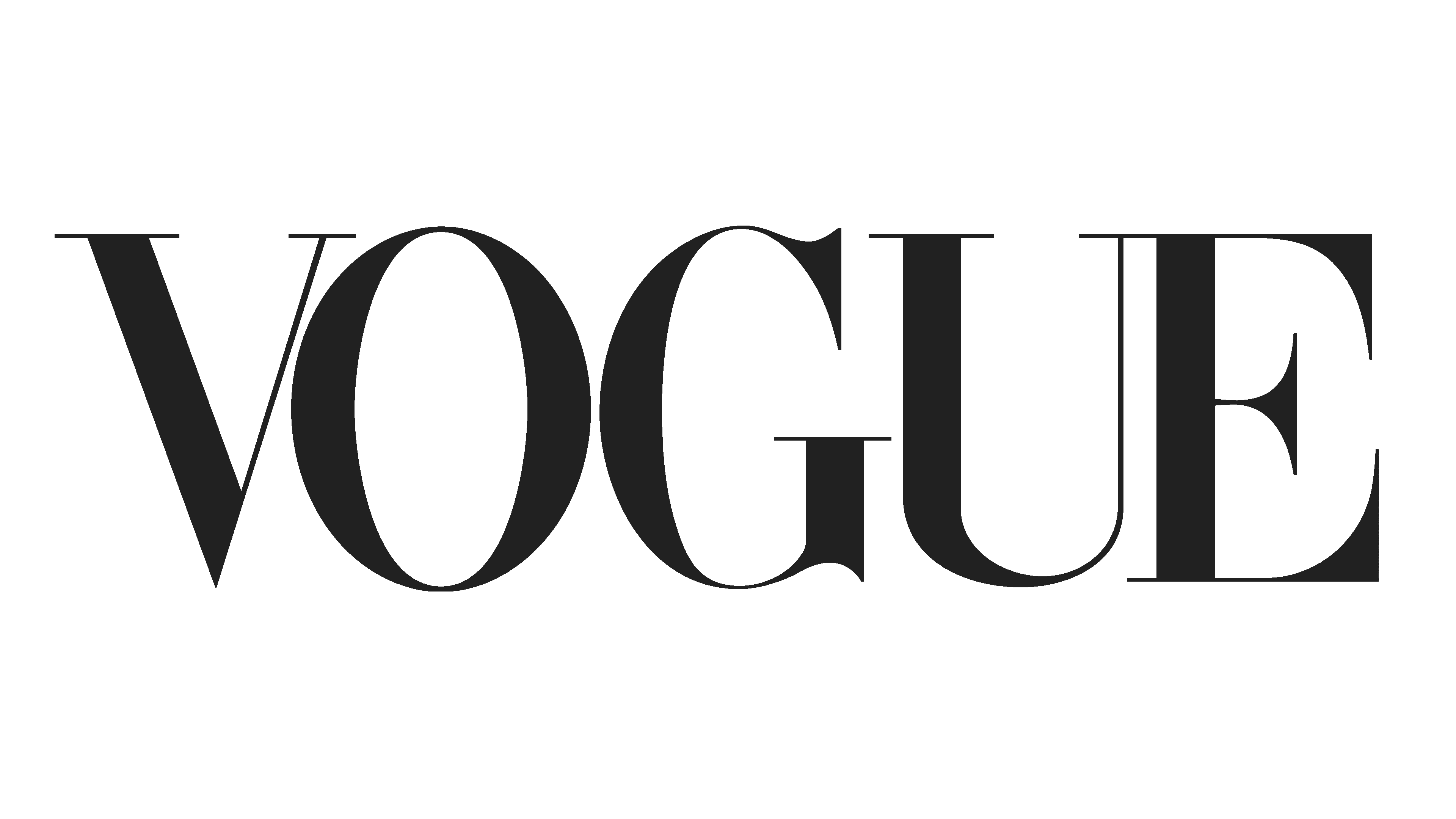 Black 'VOGUE' logo on a green background
